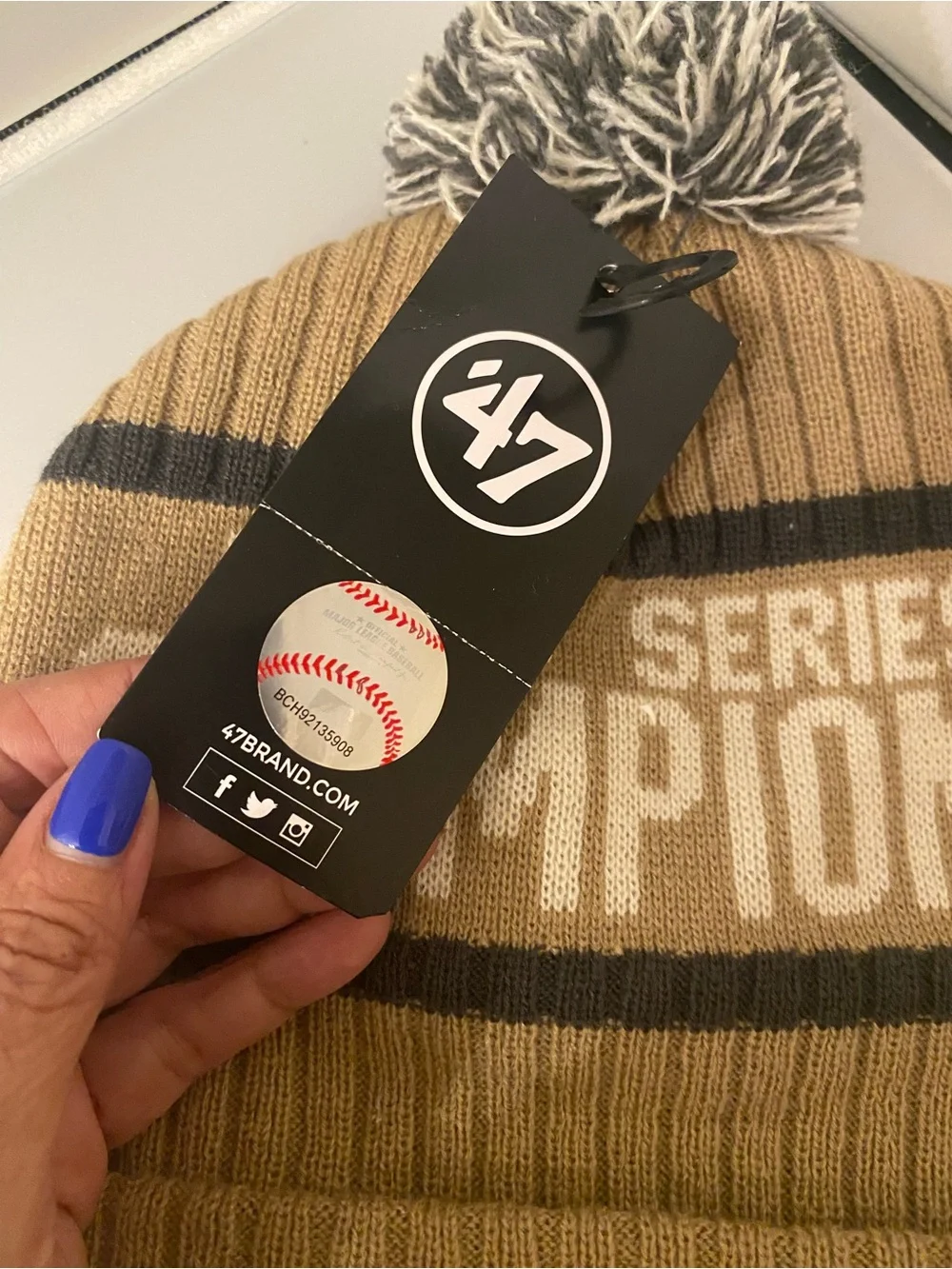 NWT 47 Texas Rangers Knit MLB 2023 World Series Champion Beanie in Tan cream mix